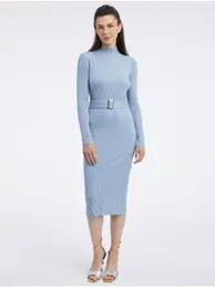 Light Blue Women's Knit Midi Dress - Women's