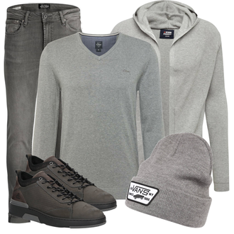 Vintage Outfit mit Grau/Hellgrau/Dunkelgrau Lederjacke/Thermojeans/Slim Fit Jeans/Leder Schuhe/Damen 7/8-Länge Jeans/Jeans mit Schlitz/Knöchelstiefel/Cropped Jeans/Tapered-Jeans/Push up Jeans/Winterjacke Jack & Jones "Cooles Alltagsoutfit"Look: Uni, Coole, Classic, Old Money, Smart Casual, Schön, Schlichte, Vintage, Elegant