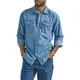Wrangler Herren Iconic Denim Regular Fit Snap Shirt Hemd mit Button-Down-Kragen, Lake Wash, Mittel