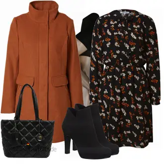 Flower Power Outfit mit Rot/Schwarz/Rosa/Braun Bluse und Tunika Tunika About You "Outfit für den Herbst"