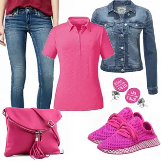 Outfit mit Rosa Schöffel "TOMMY JEANS"