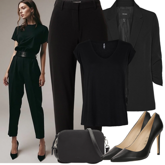 Outfit mit Schwarz/Rot Hose Große Größe/Business Hose/Anzughose/High Waist Hose/Hose mit Schlitz/Slim Hose/Gerade Hose B.young "Frühling outfit"