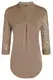 Teesho Damen Bluse 3/4 Arm Elegant Hemdbluse V-Ausschnitt Blusen A-Line Tunika Tops Baumwolle Shirts Lace Oberteile (Braun/M)