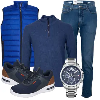 Extravagante Outfit mit Blau/Grau/Hellblau/Dunkelblau Tommy Hilfiger "Cool für die Freizeit"Look: Italienische, Extravagante, Maritim, Smart Casual, Classic, Old Money