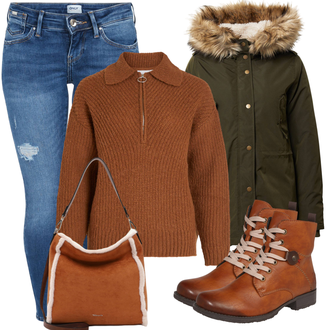 Zima Outfit sa Tamnozelena/Kaki/Smeđa Jakna/Kaput/Zimska Jakna/Bundeswehr Parka/Zimska Parka/Parka Prijelazna Jakna Only "Jesenski outfiti"
