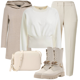 Outfit mit Beige/Khaki/Braun Stiefel Biker Boot/SpringerStiefel/SchnürStiefelette Gabor "Perfekt für den Winter"