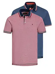 JACK & JONES Herren Jjepaulos 2 Packung Poloshirt - Rio Rot/Denim Blau - M