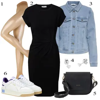 Outfit s Černá Žerzejové Šaty/Šaty S Rovným Střihem/Business Šaty/Pouzdrové Šaty/Pouzdrová Šat/Šaty po kolenu/Úzké Šaty/Občanské šaty/Tričkové šaty/Kancelářské šaty/Šaty s Páskem Edited "Stylový look na jaro"