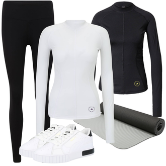 Yoga Outfits Sommer mit Schwarz Baumwoll Legging/High Waist Legging/Strick Legging/Leggings mit Schlitz/Gefütterte Leggings/Blickdichte Legging/Lederjacke/Thermohose/Treggings/Warme Leggings Hey Honey "Gemütliches Yoga Outfit"