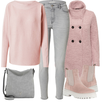 Outfit mit Beige/Grau Stiefel Gabor "Cooles Winter Outfit"