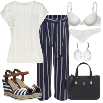 Outfit mit Grau Sandalen Mit Absatz/Plateau Sandale/Plateauschuh/Plateau Halbschuh Tom Tailor "Stylischer Bürolook"