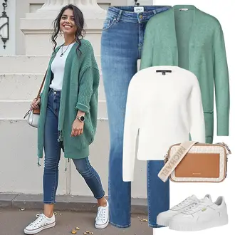 Winter Outfit mit Blau/Hellblau Straight Leg Jean/Jeans mit Schlitz/Low Rise Jean/Low Waist Jean/Push up Jeans/Lederjacke/Slim Fit Jeans/Schlupfjeans/Cuir Chaussures/Winterjacke Only "Perfekter Look für den Frühling"