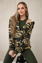 3-piece MOOR set of sweatshirt, top and leggings khaki + beige