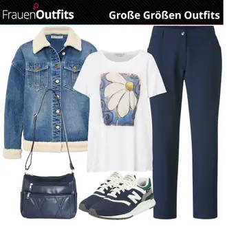 Herbst Outfit mit Jeansjacke/Mantel/Jacke/Pullover rockgewitter "Freizeit Outfit für Mollige"