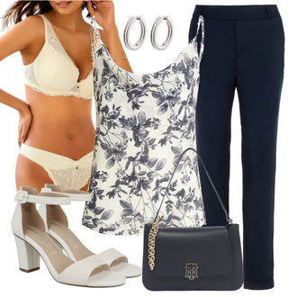 Sommer Outfits mit Dunkelblau/Hellblau/Blau Hose Große Größe/Business Hose/Anzughose/Lange Hose/Musselin Hose/Hose mit Schlitz/Slim Hose/Schlupfhose/Gerade Hose/Stretchhose VERO MODA "Business Look"