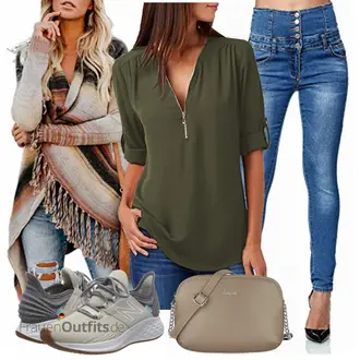 Winter Outfit mit Dunkelgrün Langarmbluse/Lederjacke/Crash­bluse/Longbluse/3/4 Bluse/Bluse Oberteil/Einfarbige Bluse YOINS "Outfit für den Frühling"