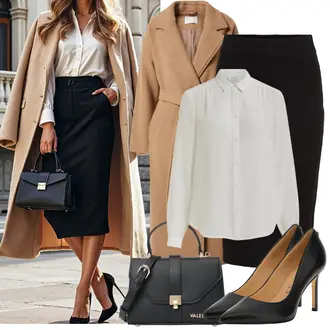 Schicke Outfits mit Schwarz Short Große Größe/Kleid Große Größe/Strick Große/Wadenlanger Rock/Strickrock/Midirock/Bleistiftrock/Woll Rock Vila, Weiß/Creme Große Größe Bluse und Tunika/Bluse Große Größe/Businesshemd/Business Hemd/Musselin Hemd/Bügelfreies Hemd/Hemdbluse Vila "Frühling outfit"