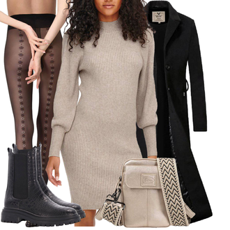 Slim fit Outfit met zwart/wit/purper Women's Trenchcoats/Wintermantel Lange Winterjas/Wollen Mantel/Wollen Winterjas/Trenchcoat/Militaire Mantel/Lange Mantel/Lange mantel/Geklede Mantel/Slip Jas versano "Elegante herfstoutfit"