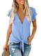 FIYOTE Oberteile Damen Bluse Elegant Hemdbluse Button Down Shirts Lose Batwing Bluse Kurzarm Tunika Tops 1-hellblau M