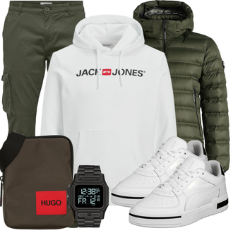 Outfit mit Grau/Weiß Sneaker/Leder Sneaker Puma "Freizeit Outfit"