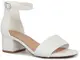 LONDON FOG Damen Nikki Niedrig Zweiteiliger Blockabsatz Kleid Schuh Damen Knöchelriemen Pumps Sandalen, Weiß (Weiß), 38 EU