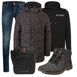 Outfit mit Schwarz Stiefel Rieker "Winter Outfit"