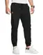 JustSun Chino Hosen Herren Baumwolle Freizeithose Herren Jogginghose Herren Trainingshose Sporthose Männer Lang mit Kordelzug Casual Hose mit Taschen Schwarz M