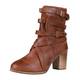 Puimentiua Damen Ankle Boots Stiefeletten Biker Boots Cowgirl Schlupfstiefel Herbst und Winter Chelsea Boots mit Blockabsatz Reißverschluss (38, Gelbbraun(B))