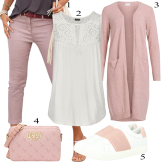 tenues avec Violet/Rose Pantalon Droit/Pantalon en Mousseline/Pantalon Slim/Pantalon Boyfriend/Pantalon en Sergé/Capri/Pantalon Casual/Pantalon avec Fente Lascana "tenues parfaite"