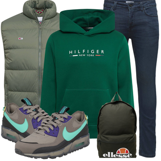 Outfit mit Blau/Dunkelblau/Hellblau Slim Fit Jeans/Leder Schuhe/Lederjacke/Low Rise Jean/Push up Jeans/Winterjacke/Low Waist Jean/ThermoJeans/Jeans mit Schlitz Only & Sons "Cool für die Freizeit"