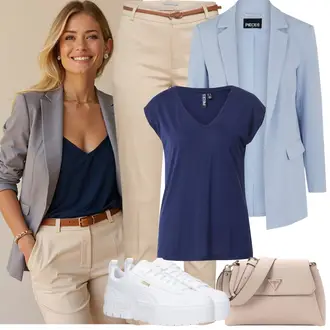 Knielang Outfit mit Grau/Weiß Sneaker Low/Plateau-Sneaker Puma "Frühling outfit"
