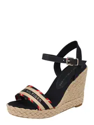 TOMMY HILFIGER Riemensandale beige / dunkelblau / rot