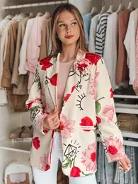 Marynarka damska one size oversize w kwiaty PETALISSA biaa