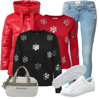 Outfit s Šedá Doplňek/Taška/Dlouhé Šaty/Dlouhý Zimní Kabát/Dlouhá tylová sukně Tommy Jeans "Podzimní Outfit"