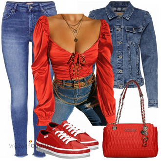 Outfit met rood Sneaker wolky "Coole look voor de lente"