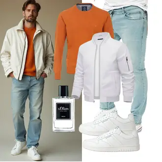 Stehkragen Outfit mit Grau/Weiß/Hellgrau/Khaki Ripstopjacke/Frühlingsjacke/Reflektierende Jacke/Jacke mit Seitlichem Reißverschluss/Coachjacke/Sommerjacke/Nylonjacke/Uniformjacke/Fliegerjacke KEFITEVD "Freizeit Outfit"