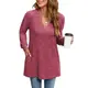 Yageshark Damen Pullover Winter V Ausschnitt Casual Herbst Longpullover mit Tasche (Rose,S)