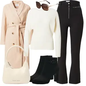 Sportlich Outfit mit Schwarz Bootcut Hose/Ausgestellte Hose/Schlaghose Leggings/Winterhose/Hose mit Schlitz/Flared Leggings/Bike Hose/High Waist Hose Edited "Schickes Herbst Outfit"look: Sportlich, Uni, 70er