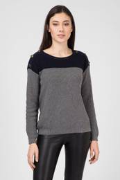 Sweater - TABBEY CLR BLOCK C-NK SWTR grey