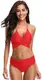 SHEKINI Damen Dunkle Farbe Geteilter Badeanzug Push Up Bikini Set Neckholder Bikini Oberteil Mit High Waist Bikini Bottom Damen Badeanzug Sport Zweiteiliger Badeanzug (M, Rot)