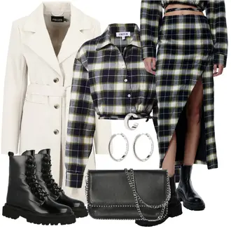 Winter Outfits Leichte 3/4-lang mit Silber/Grau Creole/Ohrclip Pilgrim "Outfit für den Winter"