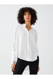 Plain Long Sleeve Poplin Women's Shirt