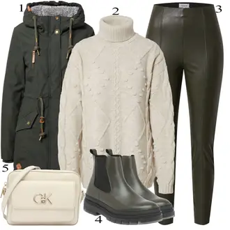 Kratka Outfit sa Tamnozelena Chelsea Gležnjača/Ravna Gležnjača/Kožna Jakna/Gumena Gležnjača Karolina Kurkova Originals "Tvoj otmjeni outfit"