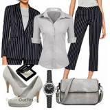 Gestreifte klassische Blazer Outfits image
