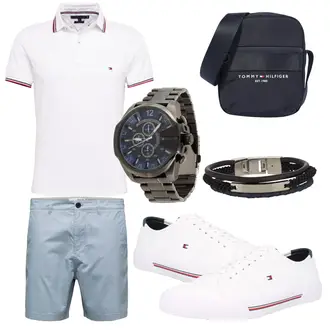 Sommer Outfits Preppy mit Weiß/Creme Bluse Große Größe/Shirt & Top Große Größe Tommy Hilfiger "Summer Outfit"Look: Smart Casual, Premium, Unisex, Preppy, Classic, Sportlich