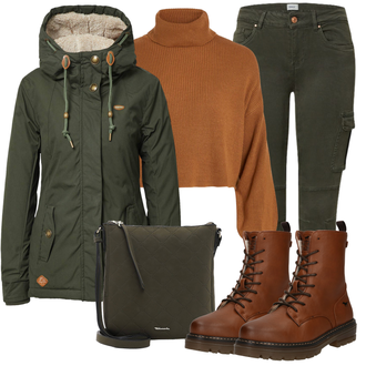 Plateau Mit Absatz Outfit mit Rot SchnürStiefelette Mustang "Perfekt für den Herbst"