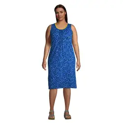 rmelloses Kleid mit Biesenfalten in groen Gren, Damen, Gre: 48-50 Plusgren, Blau, Baumwoll-Mischung, by Lands'''' End