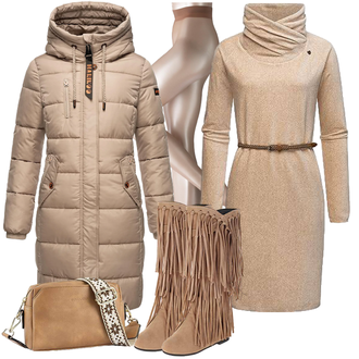Outfit mit Rosa Kurzmantel/Langmantel/Langer Mantel MARIKOO "Schickes Herbst Outfit"