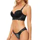 SHEKINI Damen Bügel BH Set Spitze BH und Slip Unterwäsche Lingerie Dessous Sets mit Hakenverschluss und Verstellbare Träger