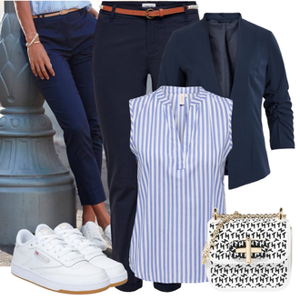Outfit mit Weiß/Beige/Creme Sneaker Low/Skateschuh/Schmaler Sneaker/Vintage Sneaker Reebok "Perfekt für die Arbeit"